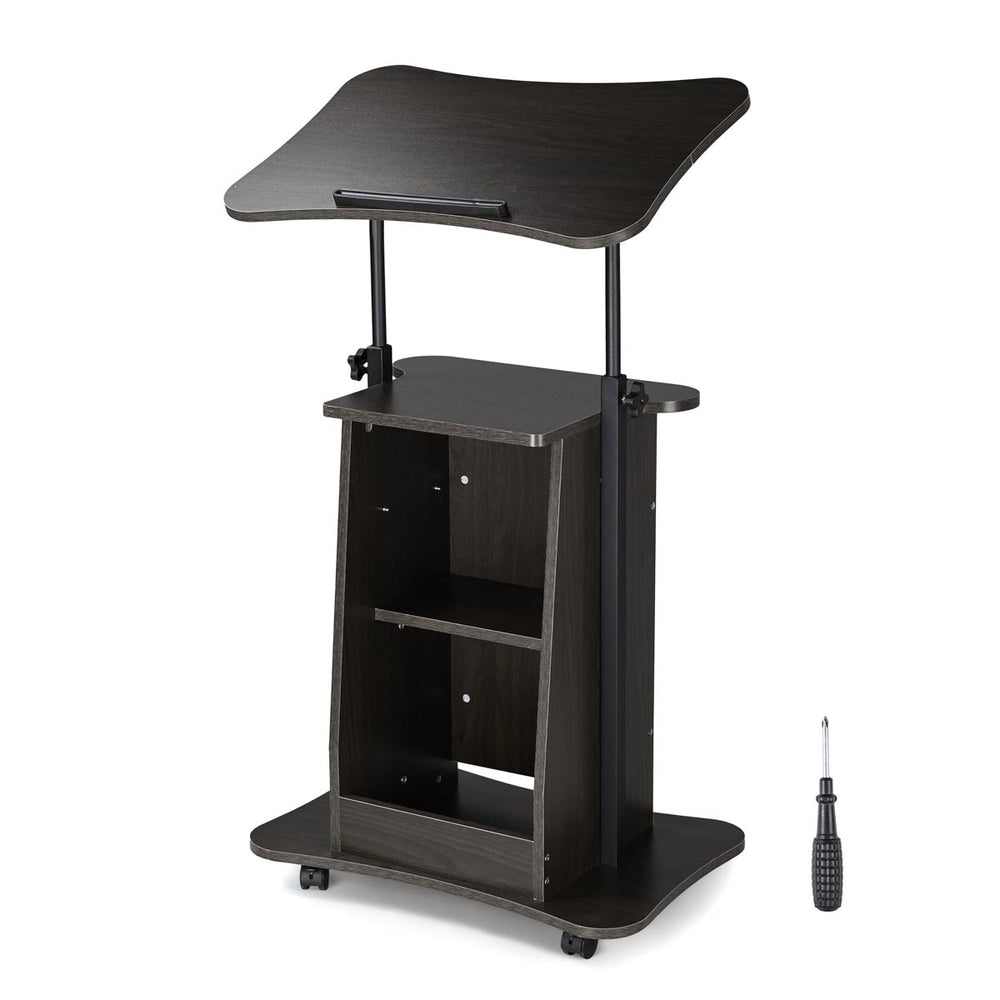 Yescom Height-Adjustable Rolling Laptop Cart with Storage New
