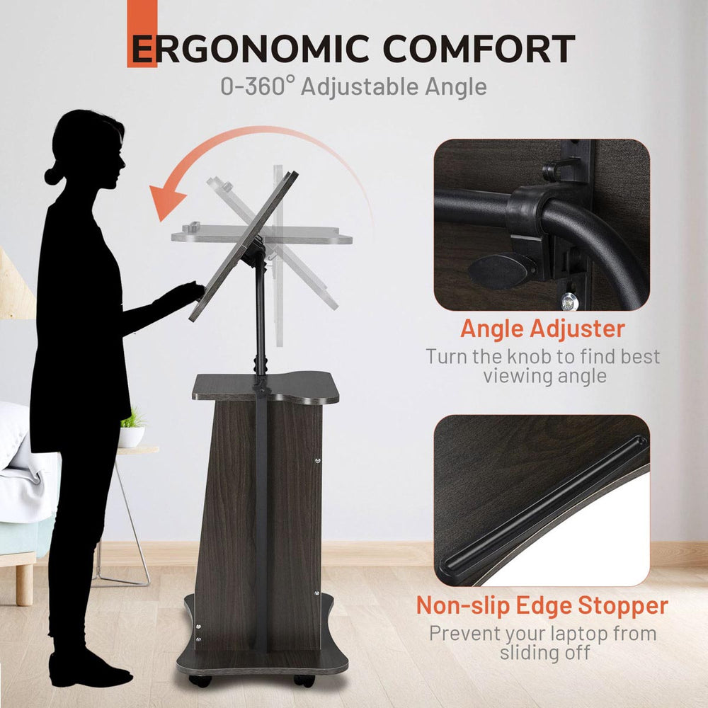 Yescom Height-Adjustable Rolling Laptop Cart with Storage New