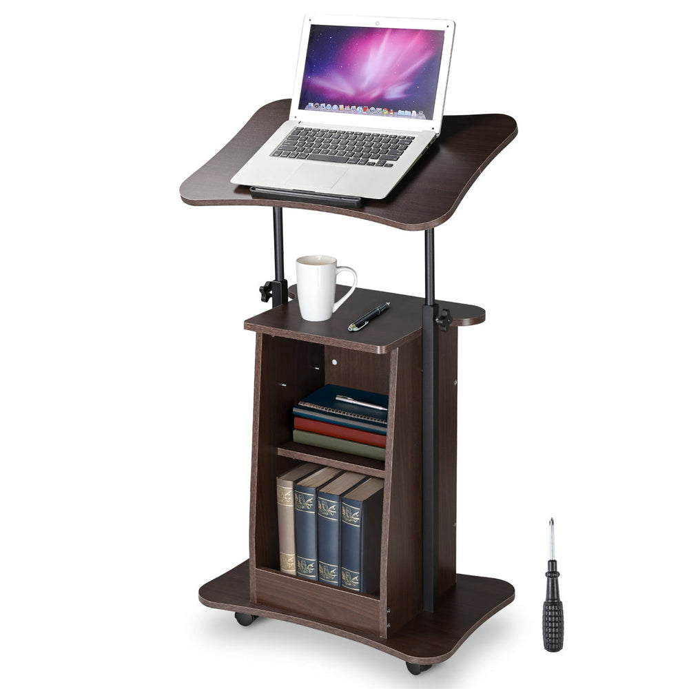 Yescom Height-Adjustable Rolling Laptop Cart with Storage New