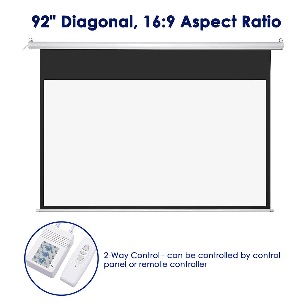 Yescom Retractable Electric Projection Screen 92" 16:9 Ceiling Mounted New