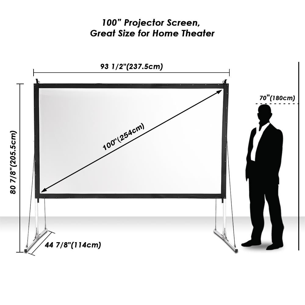 Yescom Outdoor Portable Projection Screen with Stand 16:9 100" New