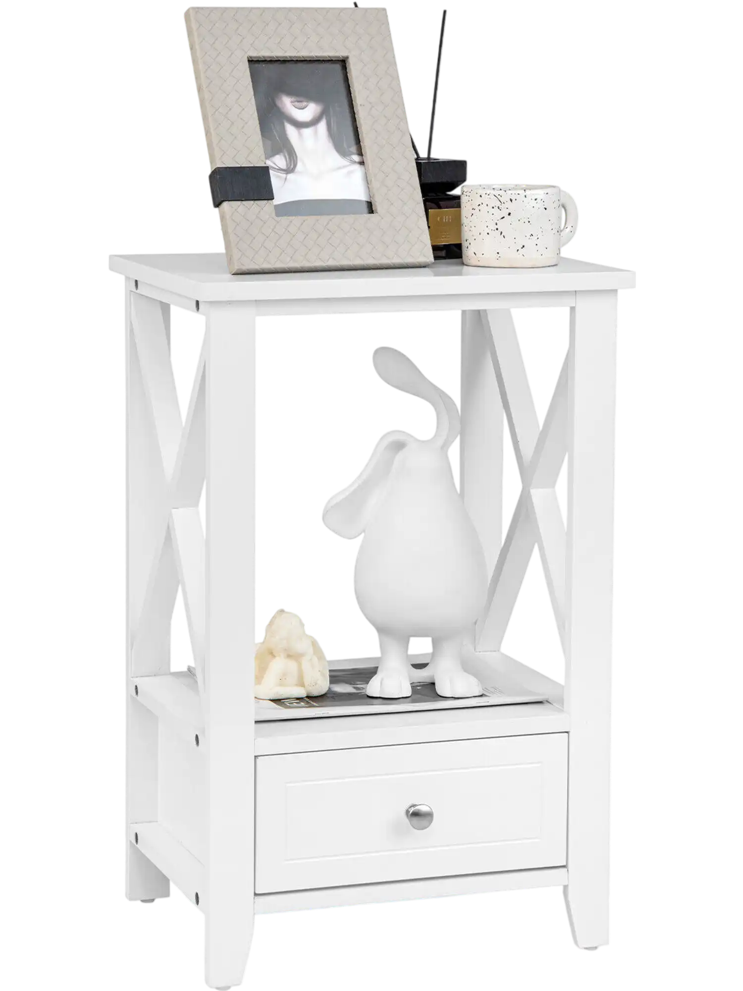 Costway 2-Tier Nightstand Side Table w/ Storage Drawer 16 x 14