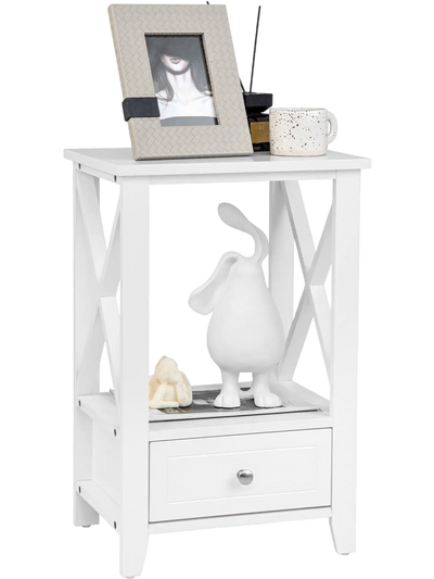 Costway 2-Tier Nightstand Side Table w/ Storage Drawer 16 x 14