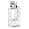 2-Tier 16 x 14 Inch Multifunctional Nightstand with Storage Drawer-White - Gallery View 1 of 10