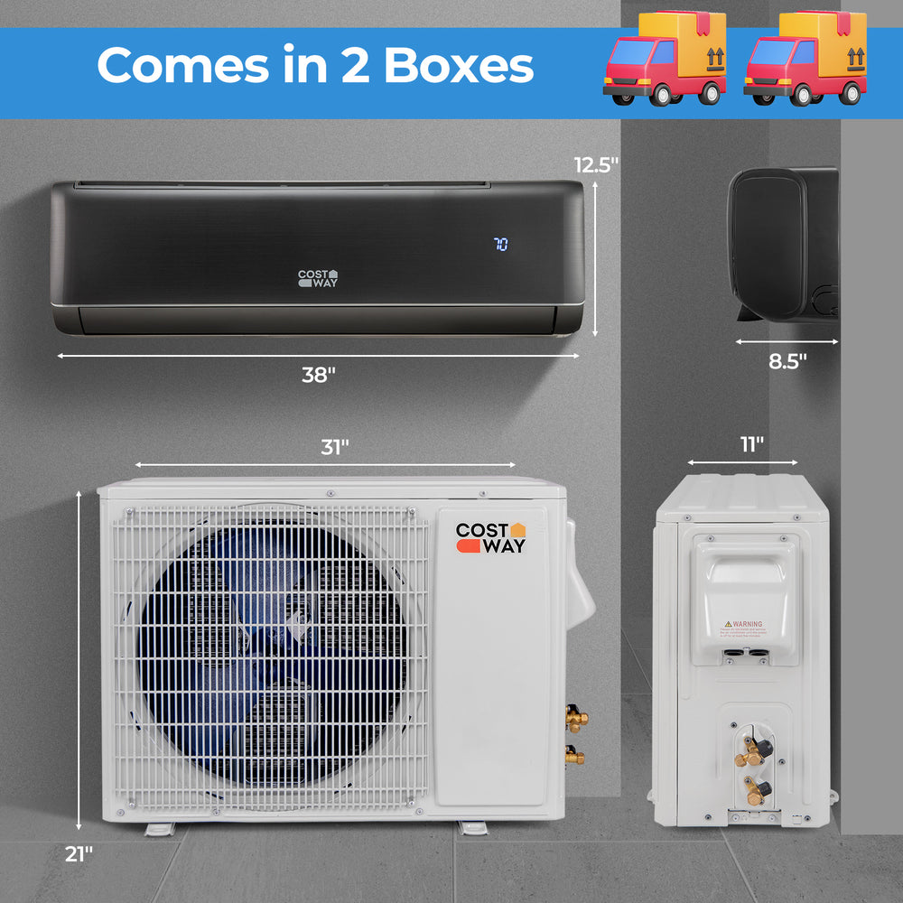 Mini split air conditioner and heater with remote control, 18000 BTU, Energy Star certified, for efficient cooling and.