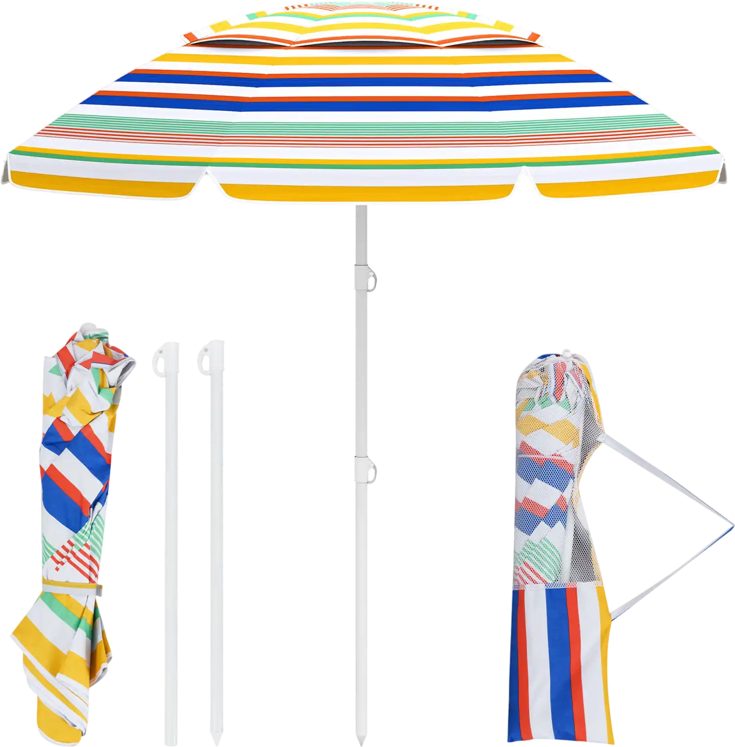 Costway 6.5' Beach Umbrella UPF50+ Push Button Tilt 71937384 New