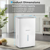 65 Pints dehumidifier dimensions with LED display, 24-hour timer, and large water tank for efficient humidity control.