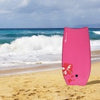 Bright pink lightweight bodyboard with EPS core and leash, perfect for outdoor surfing on the beach.
