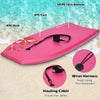 Lightweight pink bodyboard with EPS core and XPE deck, featuring a leash for safety, ideal for outdoor surfing.