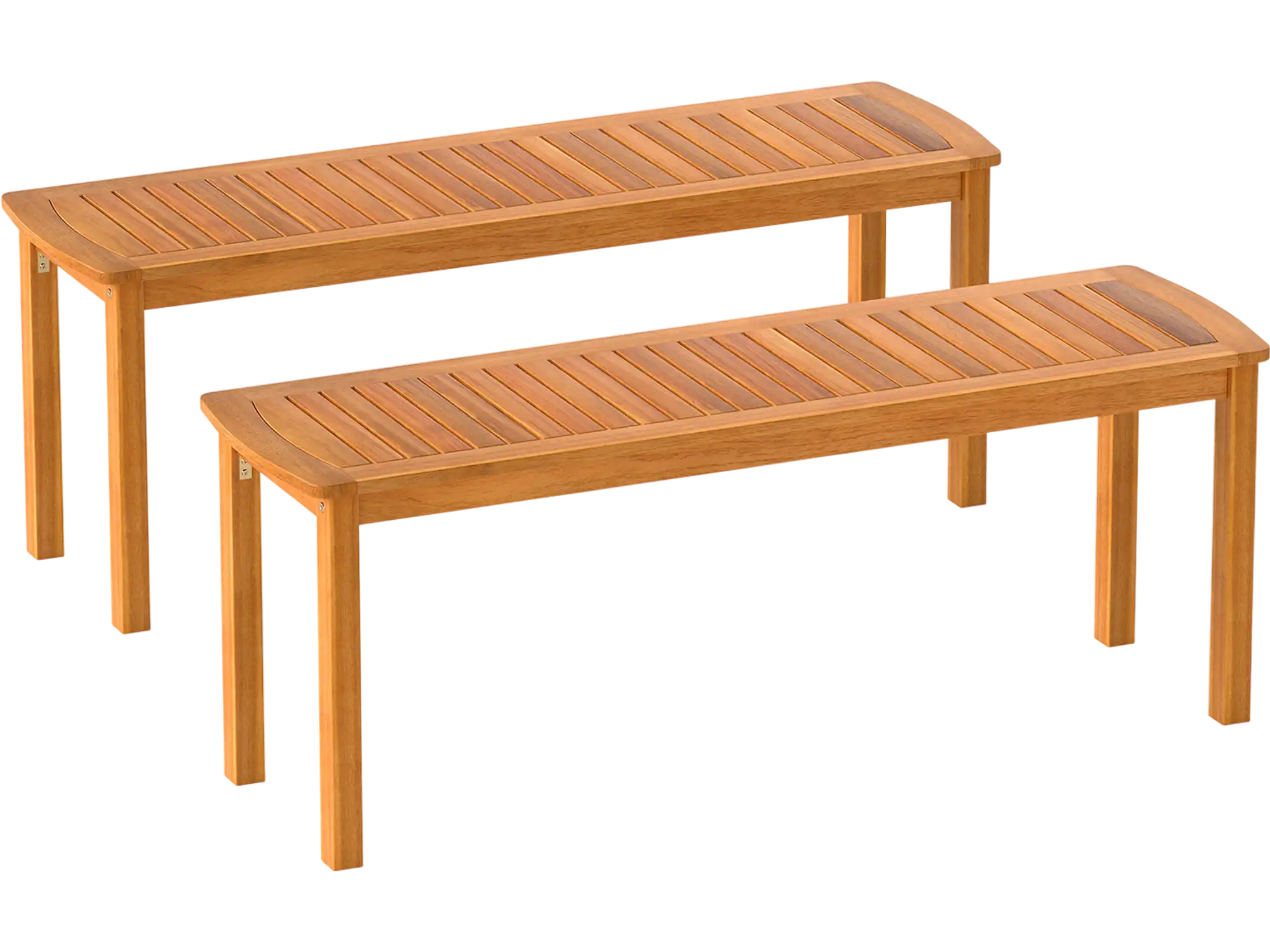 Costway Set of 2 Acacia Wood Outdoor Garden Benches Slatted Seat 74263415 New