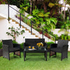4 Pieces Patio Rattan Cushioned Furniture Set with Coffee Table-Black - Gallery View 1 of 11