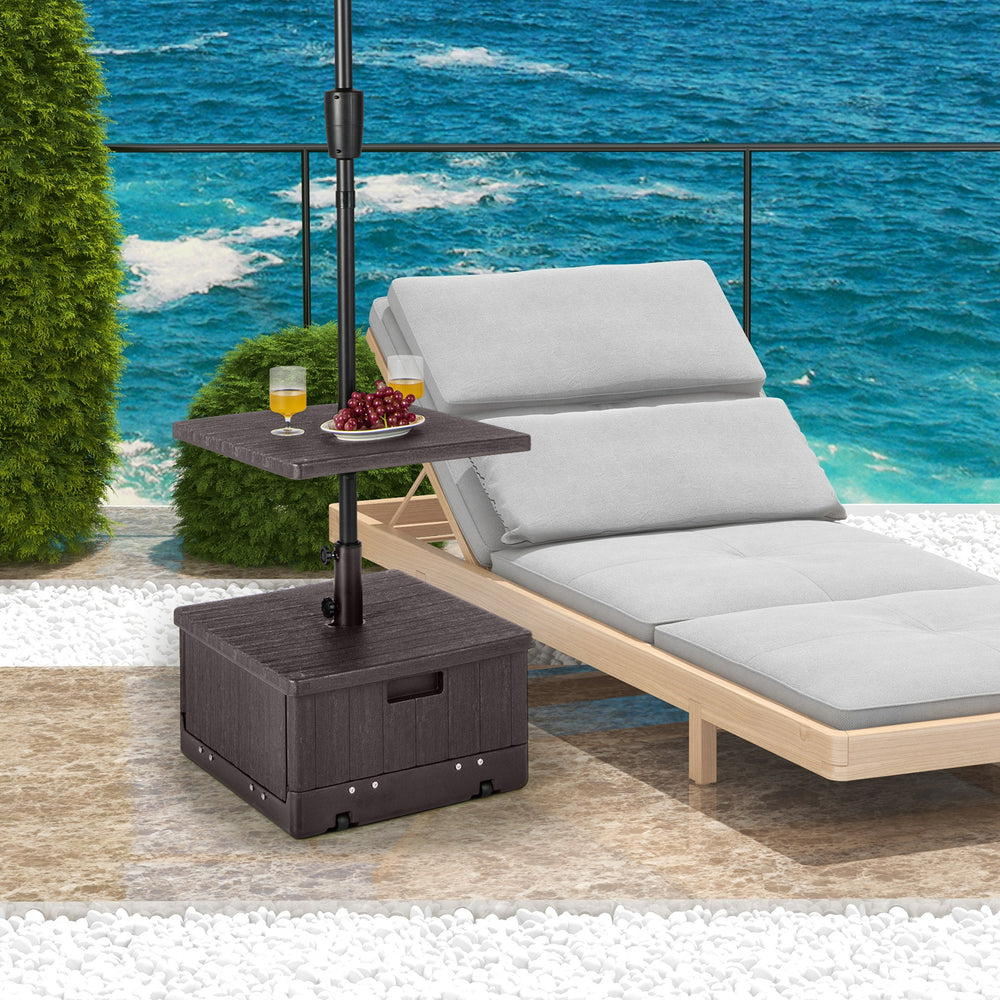 175 LBS Outdoor Fillable Umbrella Base with Table Tray-Brown - Gallery View 1 of 10