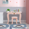 Close-up view of the pink kids makeup dressing table's sturdy MDF surface and elegant design, ideal for a child's room.