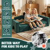 Modular kids play couch in soft velvet, featuring removable cover, perfect for inspiring creativity and family bonding.