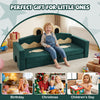 Modular kids play couch in green velvet, designed for comfort and creativity, perfect for playrooms and family bonding.