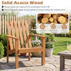 Square slatted tabletop side table made of natural acacia wood, ideal for backyard or patio use.