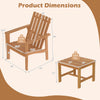 Square acacia wood side table with slatted tabletop, sturdy legs, ideal for patio or garden use. Dimensions included.
