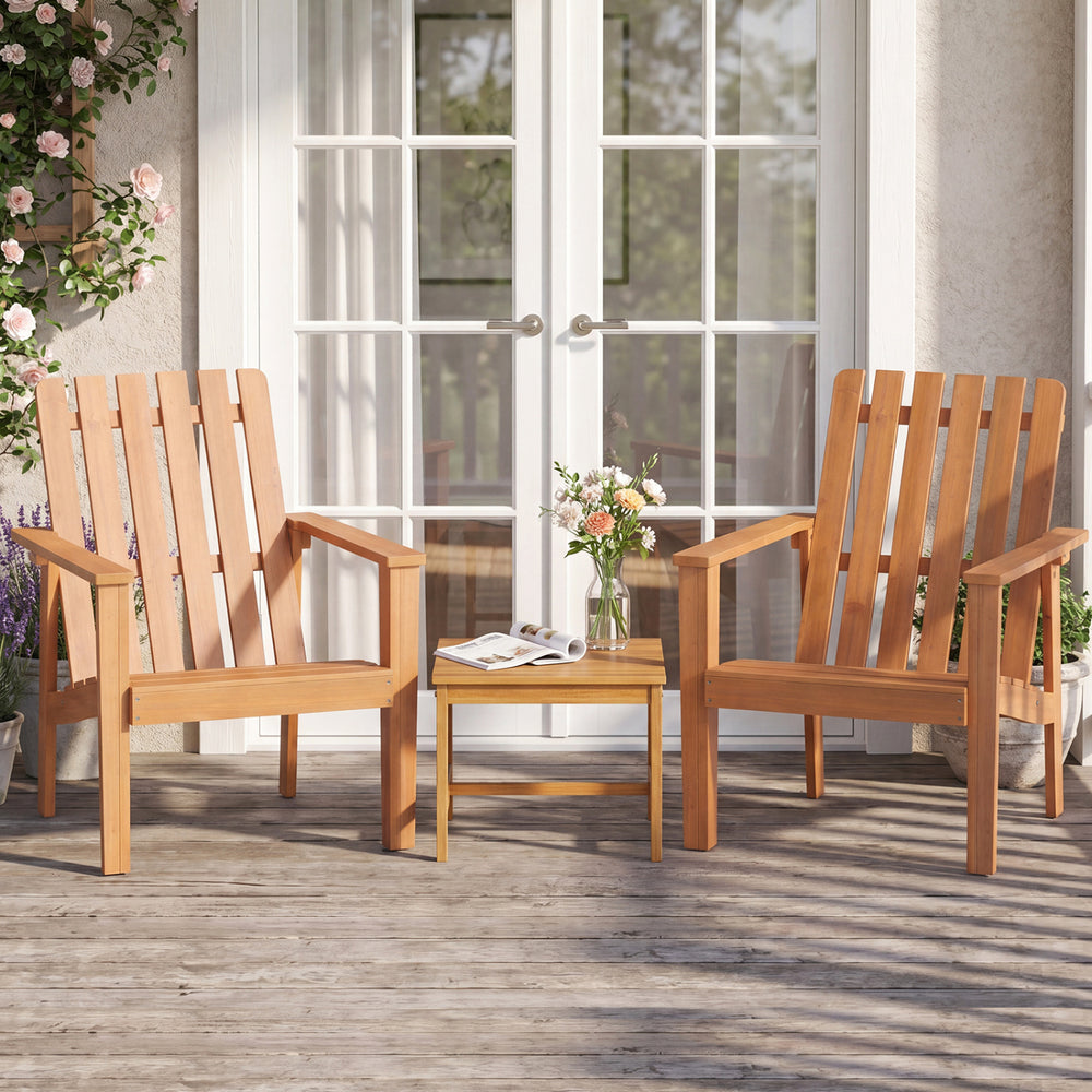 17” Square Patio Acacia Wood Side Table with Slatted Tabletop-Set of 2 - Gallery View 1 of 11
