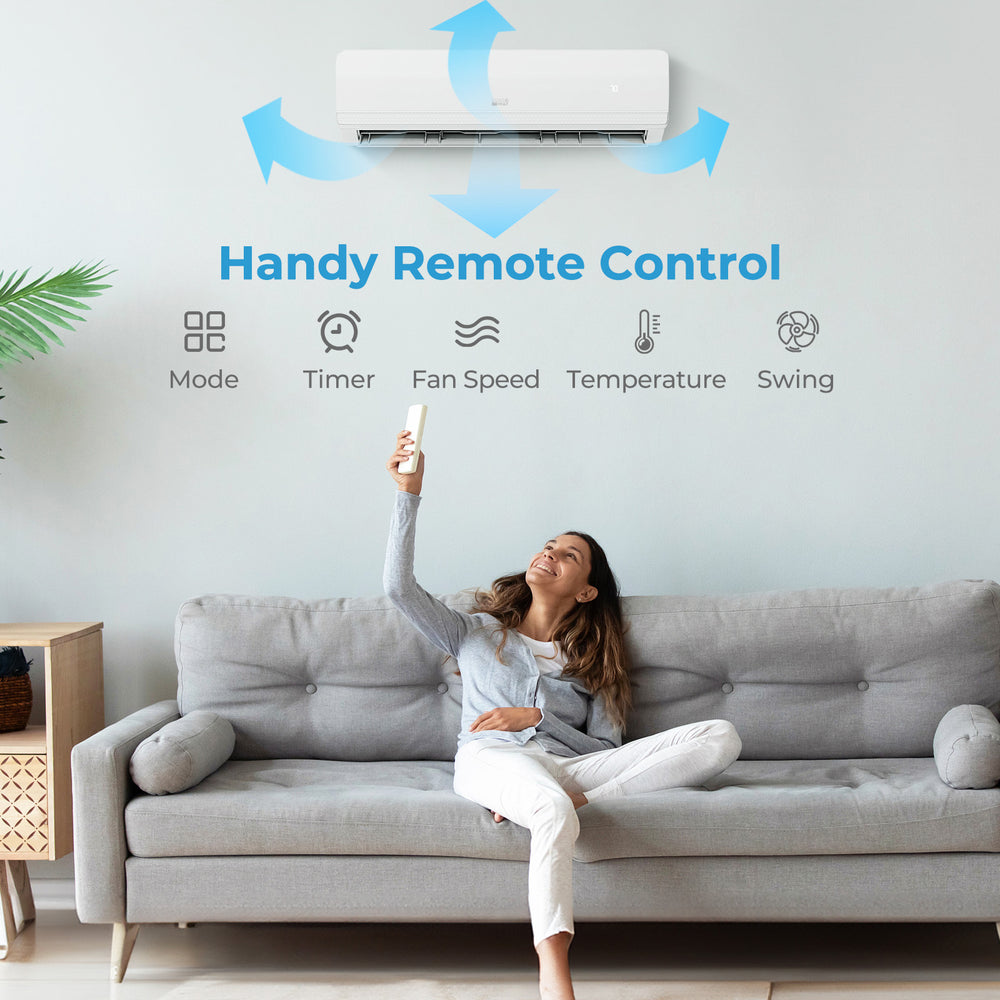18000 BTU 2 Zone 20 SEER2 Mini Split AC with Heat Pump-9K + 9K - Gallery View 1 of 11