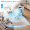 Evaporative air cooler with 1800 CFM airflow, 4-gallon tank, and wide 70° oscillation for efficient cooling.