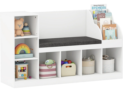 Costway Kids Bookcase Reading Nook 3-in-1 Toy Organizer 36322560 New