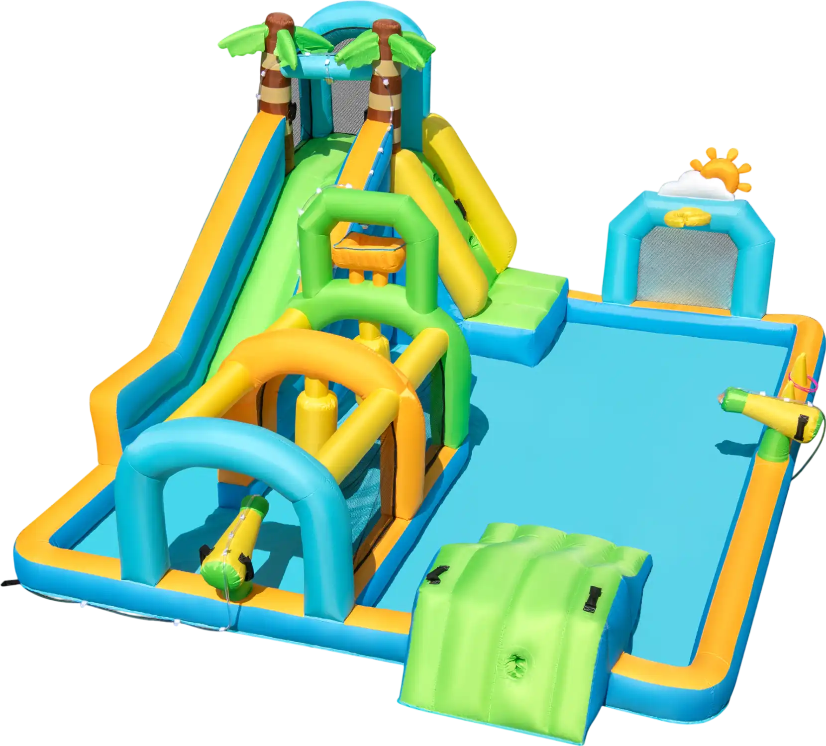 Costway Tropical Inflatable Water Slide Dual Slide Aqua Park Blower Excluded 397186425 New