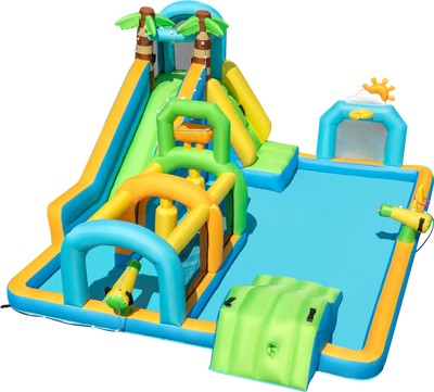 Costway Tropical Inflatable Water Slide Dual Slide Aqua Park Blower Excluded 397186425 New
