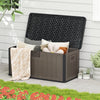 100 Gallon Large Deck Box with Lockable Lid for Patio-Black and Brown - Gallery View 1 of 9
