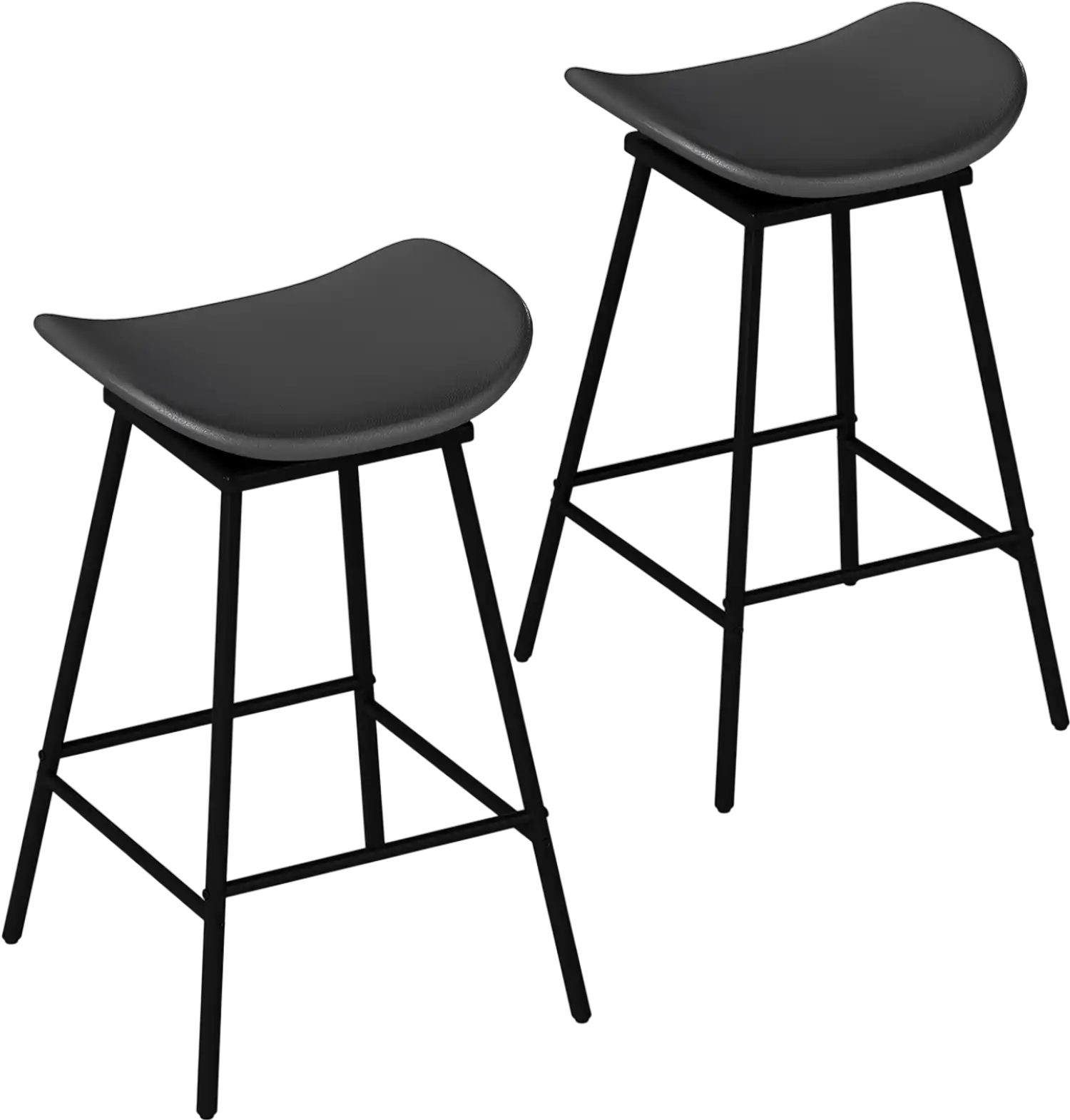 Costway Set of 2 Swivel Faux Leather Upholstered Backless Bar Stools with Footrest 13802445 New