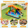 Inflatable bounce house water park with slide, climbing wall, and spacious pool for summer fun and family gatherings.