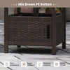 Hand-woven brown PE rattan outdoor side table with 1.93" umbrella hole, weather-resistant for patio use.