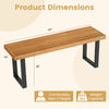 Acacia wood outdoor bench with metal frame, 48 inches long, comfortably seats 2 people, ideal for patio dining.