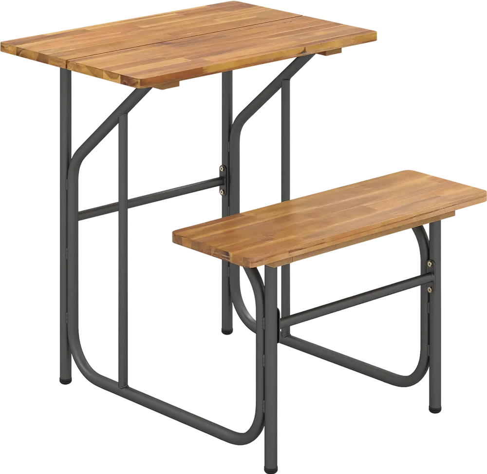 Acacia Wood Patio Table Bench Set One-Side Picnic Table and Seat