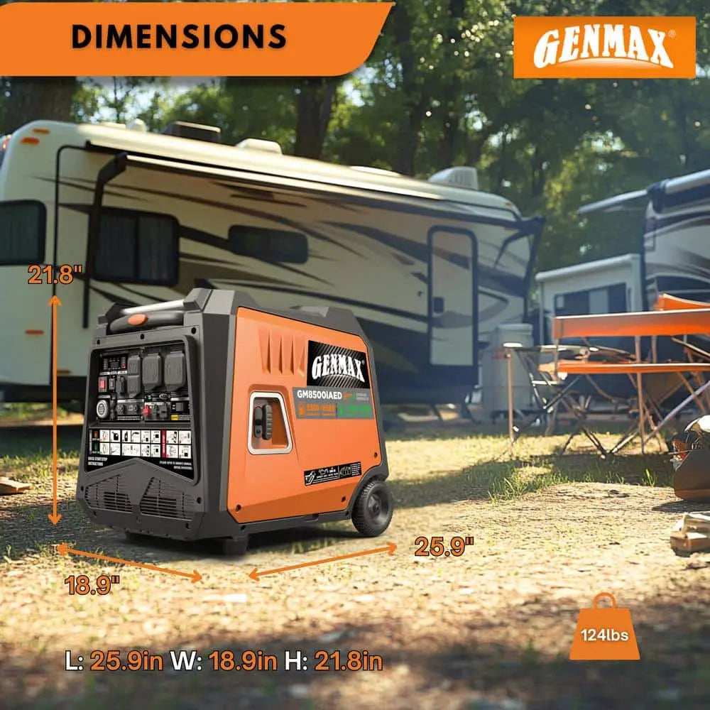 GENMAX GM8500iAED 50A 6500W/8500W Inverter Generator Dual Fuel Gas Propane Low THD Remote Start CO Sensor New
