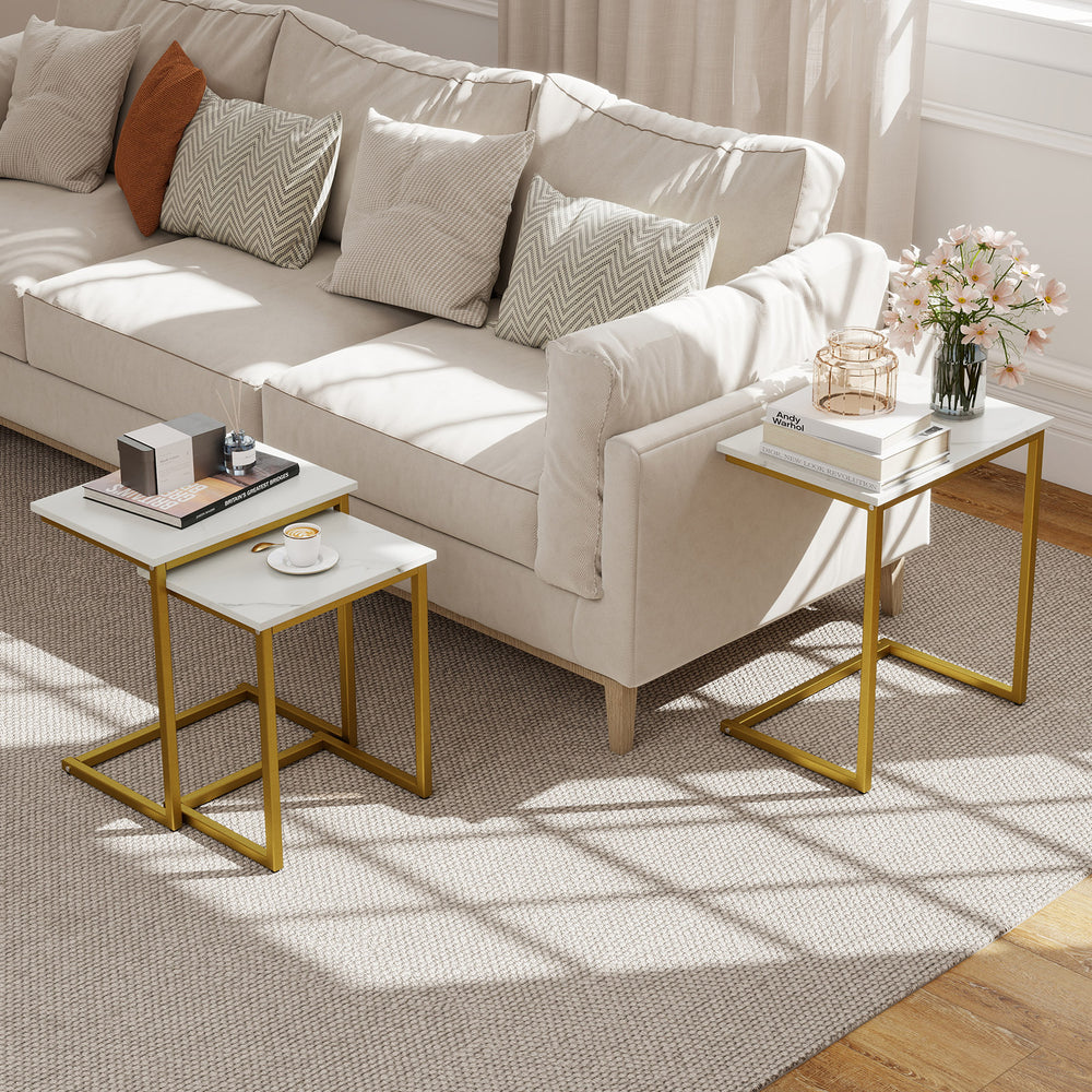 3 Pieces Multifunctional Coffee End Table Set-White - Gallery View 1 of 10