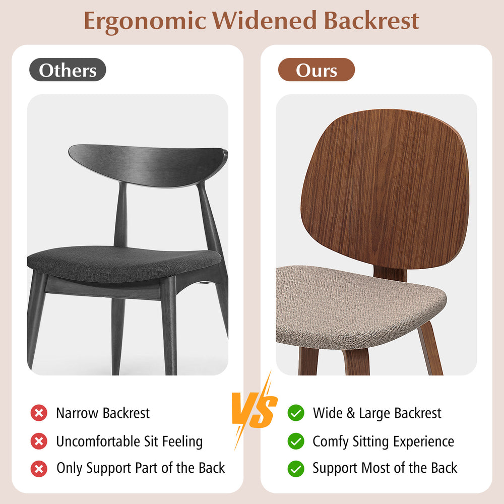 Wooden dining chair with padded seat and bentwood frame in walnut, offering ergonomic support for dining or home office.