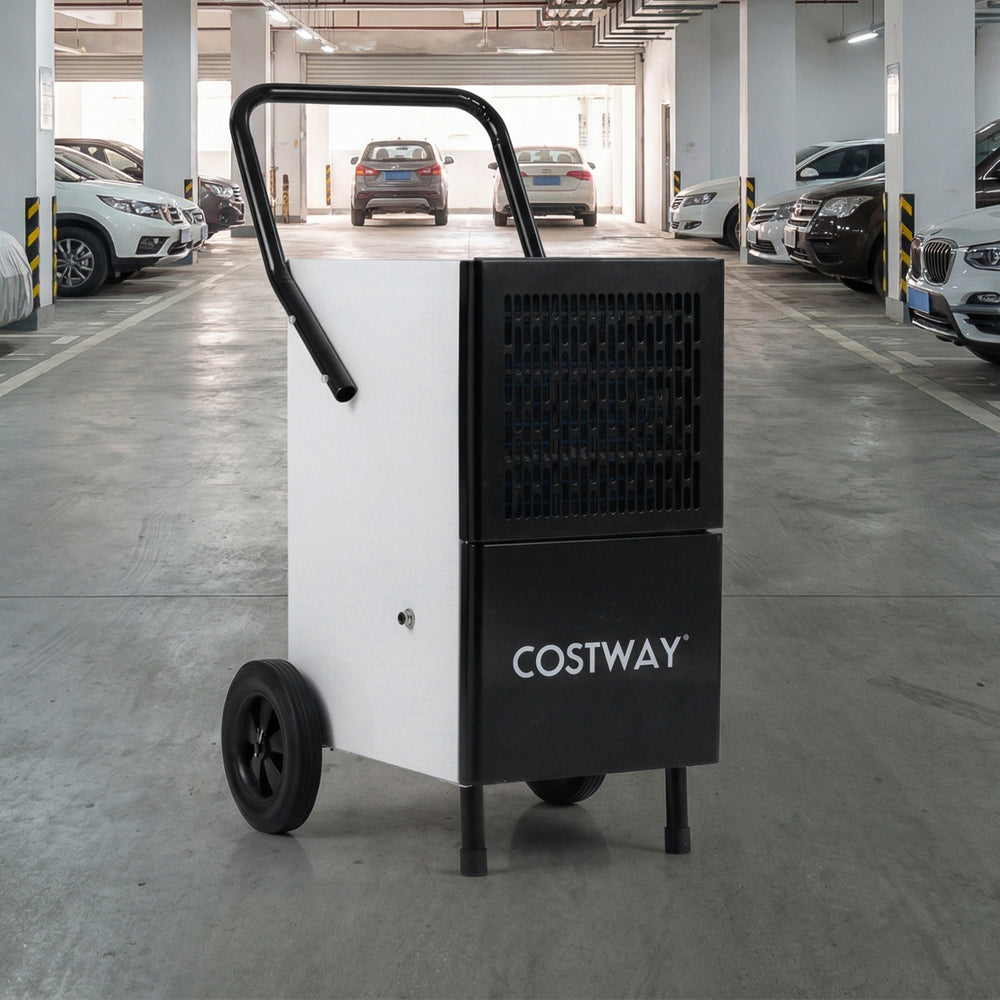 Commercial dehumidifier with built-in pump, 189 pints/day capacity, designed for large spaces like garages and.