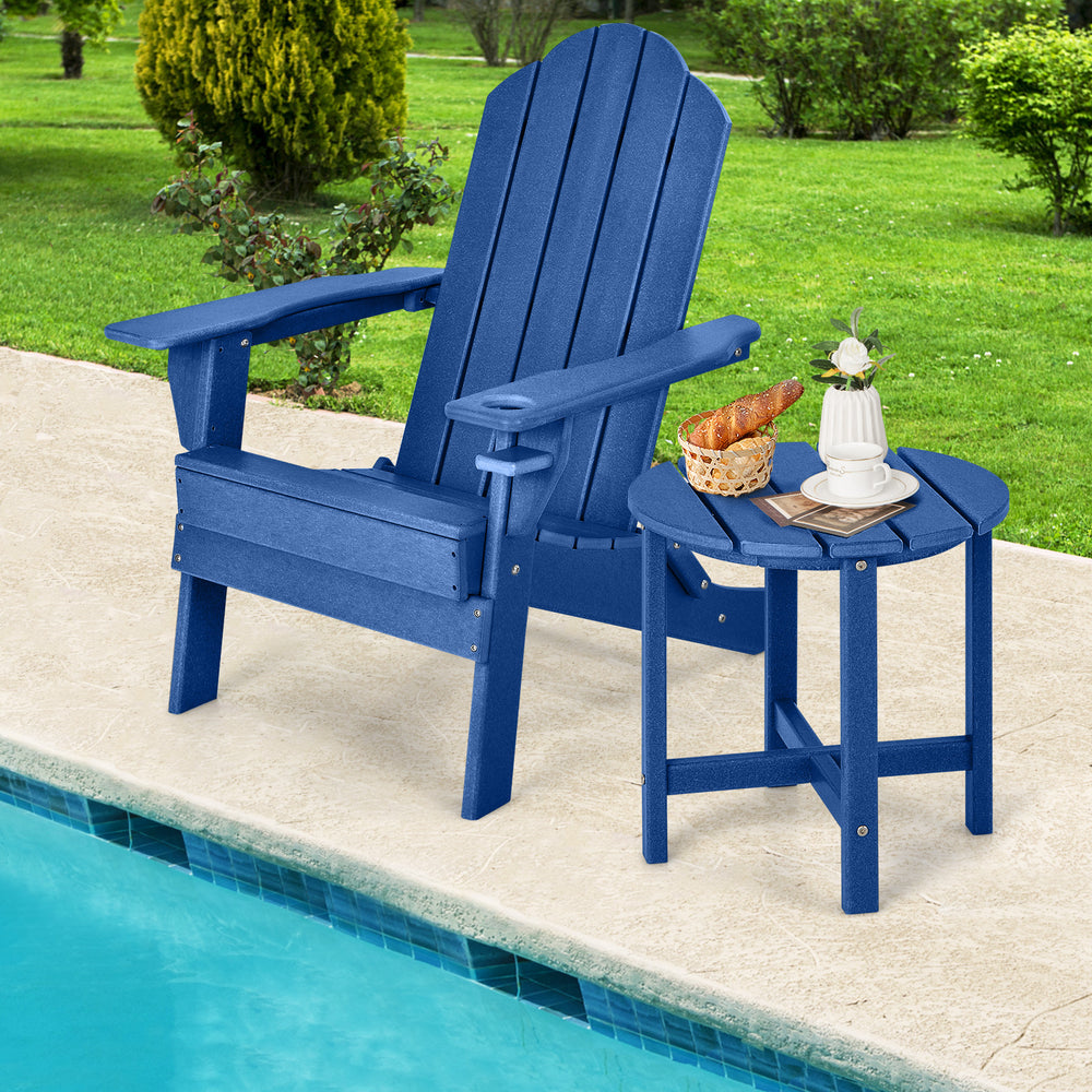 18 Inch Round Weather-Resistant Adirondack Side Table-Navy - Gallery View 1 of 10