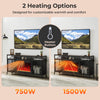 Electric fireplace insert showing 750W and 1500W heating options, designed for customizable warmth and comfort.