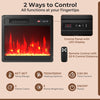 18-inch electric fireplace insert with LED display, remote control, and customizable heat options for cozy indoor.