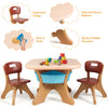 Children's activity table and chair set in coffee color, made of durable PP material, ideal for play and learning.