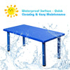 Blue kids plastic rectangular table with waterproof surface, ideal for daycares and home use, easy to clean and.