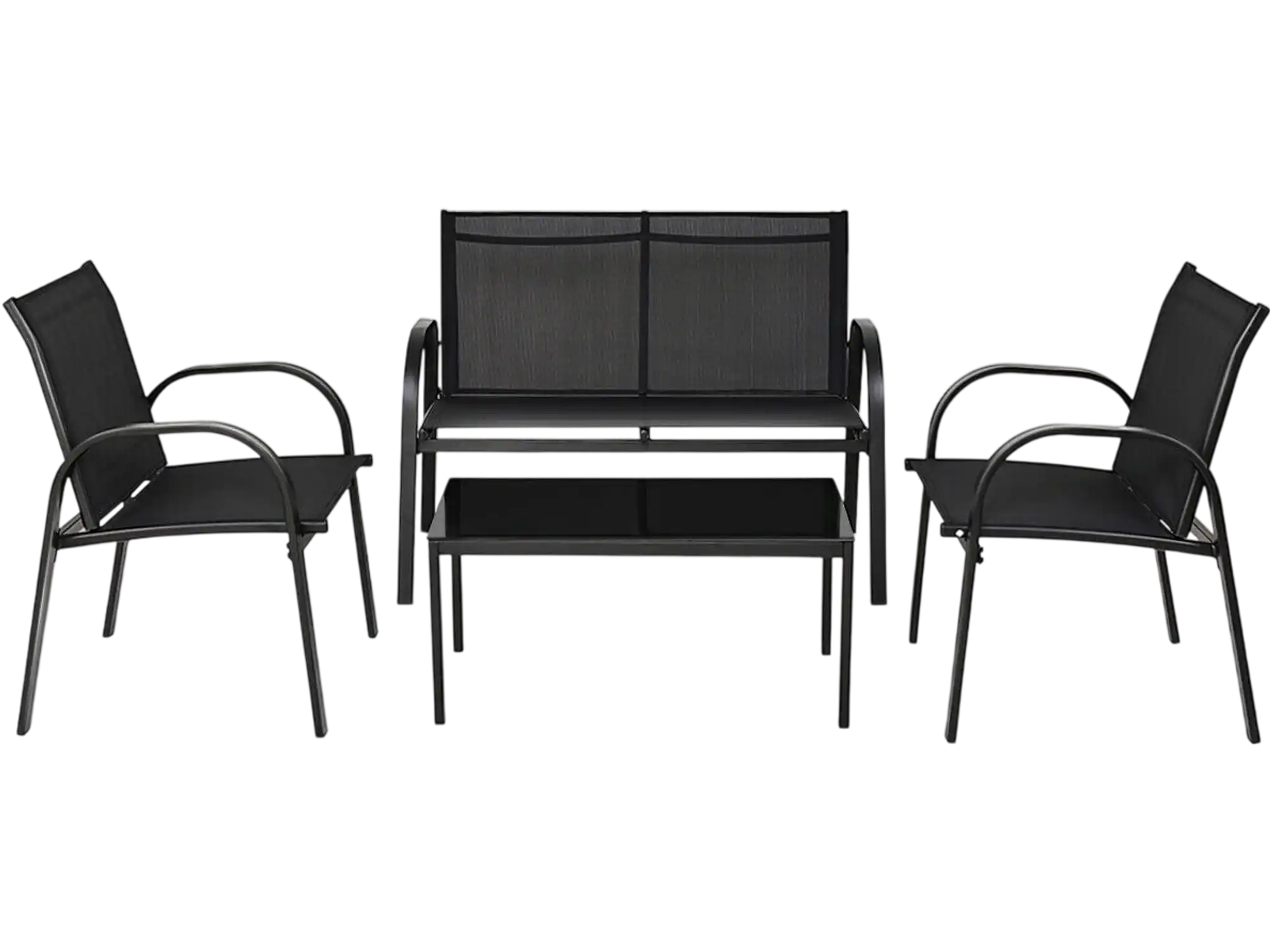 Costway 4-Pc Patio Furniture Conversation Set w/ Glass Top Coffee Table 82645317 New
