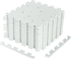Light gray EVA interlocking foam floor tiles stacked, offering joint protection and a non-slip surface for versatile.
