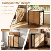 Two-section 18.5 Gal laundry hamper with lid, bamboo slats, and lockable wheels for easy sorting and transport.