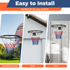 18" heavy-duty basketball rim with a solid metal frame, suitable for walls, doors, and various surfaces for.