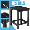 Black 18-inch weather-resistant side table with curved edges and stainless steel screws, ideal for outdoor or indoor.