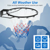 18-inch basketball rim with all-weather net and mounting hardware, ideal for indoor and outdoor play.