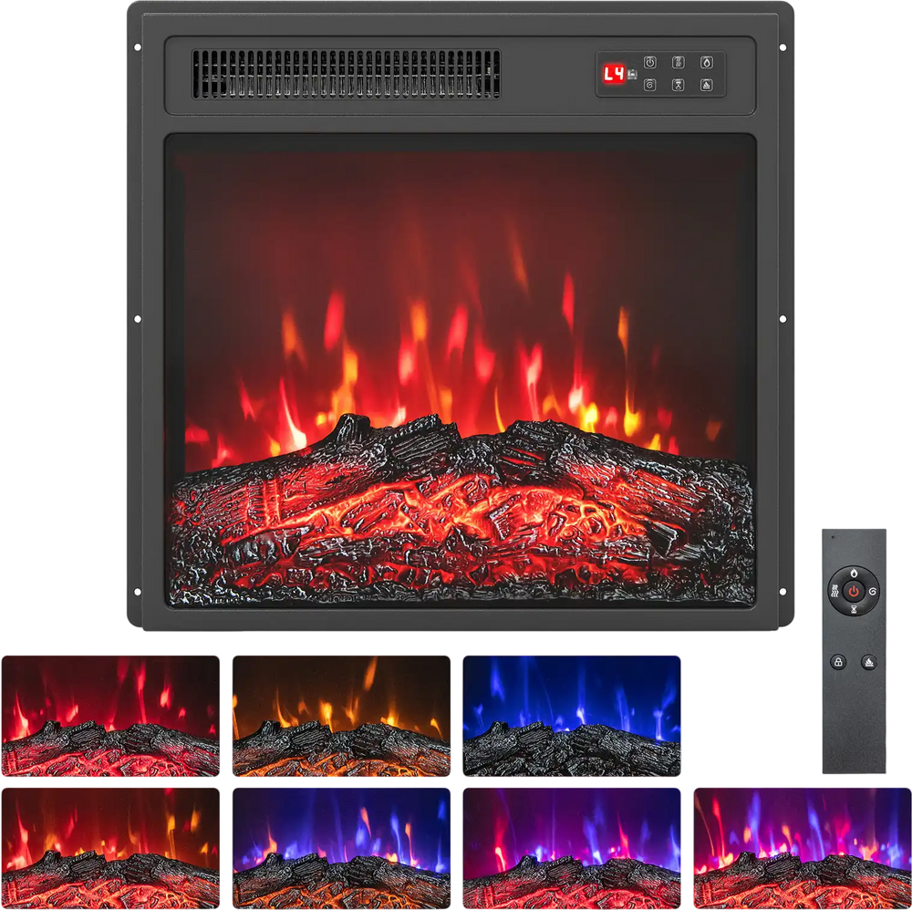 18 Inch Electric Fireplace Insert with Remote Control and 7 Realistic Flame Colors