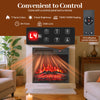 Electric fireplace insert control panel with remote, offering 7 flame colors and timer for customizable heating.